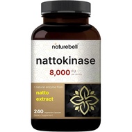 NatureBell Nattokinase - 240 Capsules - 8,000 FU Max Strength from Fermented Natto Extract - for Hea