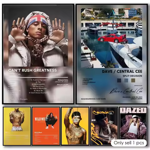 Rap Music Pop Album C-Central Cee Poster Decorative Wall Art Stickers Mural Photo Print for Home Liv