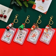 Christmas Silicone Waterproof Double-sided Transparent ID Card Name Card Cover Kid Gift Keychain