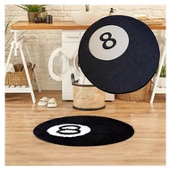 8 Ball Design Plush Round Rug Carpet Skin Friendly Black Anti slip Soft Plush Chair Pad Round Décor