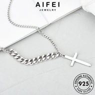 AIFEI JEWELRY Cross Rantai 925 Classic Sterling Perak Accessories Perempuan Korean Chain Silver Pendant Original 純銀項鏈 Women Necklace Leher For N258