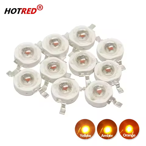 10-50pcs 1W 3W High Power LED Chip Yellow590-595nm Amber 595-600nm Orange 600-605nm DC2.2-2.6V For E