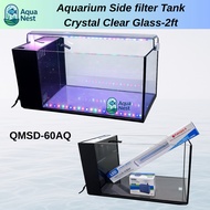 Aquarium OMSD-60AQ Tank Side Filter System dengan Kaca Crystal Clear Glass 60cm x 30cm x 30cm/Tank A