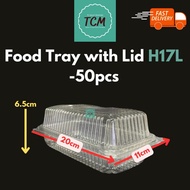 (Ready Stock) OPS-H17L BENXON Plastic Tray with Lock [ 50pcs± ]Bakery Disposable Clear Food OPS Box/