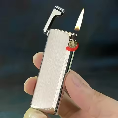Zorro Metal Zinc Alloy Ultra Thin Slim Grinding Wheel Side Slip Pure Copper Butane Gas Lighter Smoki