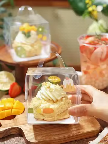 20piece Mini Birthday Cake Box 3 Inch Pastry Portable Boxs Square Fully Transparent Plastic Portable