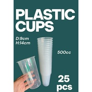 [25pcs] Hard Cup 90mm Plastic Cups Disposable 16oz (500cc) Clear