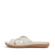 FitFlop SOLAY Waterproof-Leather Woven Slides - Cream (A6A-477)