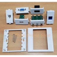 3-Port Modular HDMI VGA RCA USB RJ45 RJ11 Faceplate Good Quality