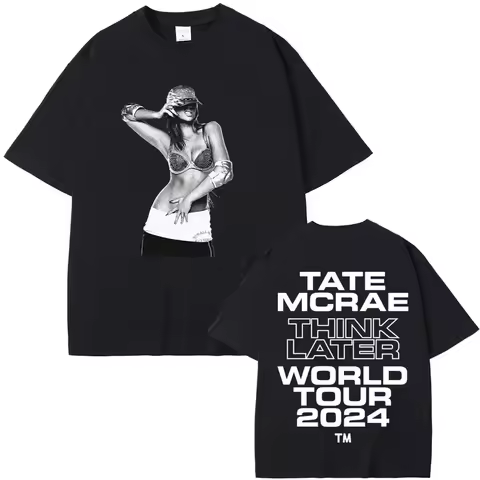 2026 Singer Tate Mcrae T8 Music T Shirts Men's Women Vintage T-shirt Summer Cotton Short Sleeve Tee 