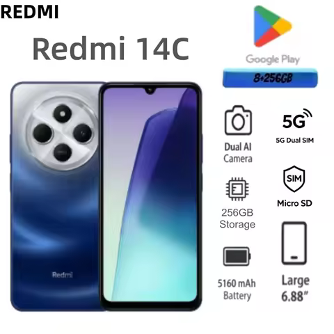 2026 New Redmi 14C 5G 8GB+256GB Global Version Dual SIM Unlocked Fast Charging Mobile Phone