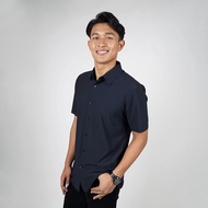 DAPPER | Navy Textured Button Up CoolFlex Shirt - 4669PTD