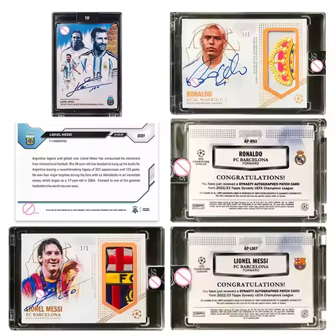 Collectible Cards Boys Gift DIY Replica Topps Dynasty Ronaldo Messi Argentina Patch Auto Printed aut