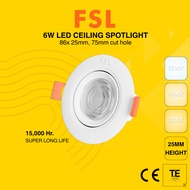 FSL 6W LED CEILING SPOTLIGHT | 25MM X 86MM | FSS630 240V | EYEBALL LED Ceiling Light