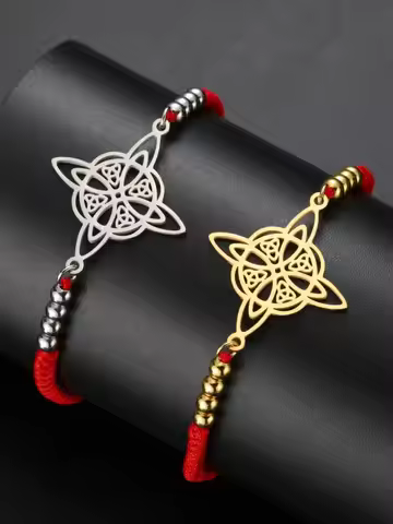 Lucktune Vintage Witch Knot Pendant Bracelets for Women nudo de bruja Stainless Steel Witchcraft Amu