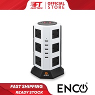 ENCO DD-5U12K Black Pink Extension Plug Tower Surge Protector 12 Sockets 5 USB Ports