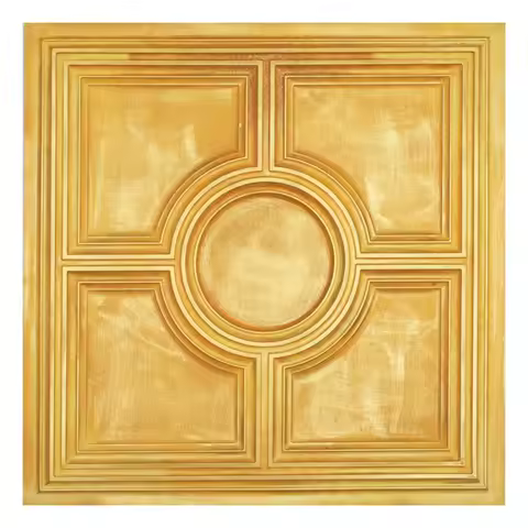 Embellished Ceiling Tiles Aged Artwork Panels PVC Faux Tin Painting Panel PL37 Golden 10pcs