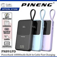PINENG PN891PD 22.5W 10000MAH SLIM AND COMPACT PORTABLE POWERBANK WITH FAST CHARGING BUILT-IN CABLE 