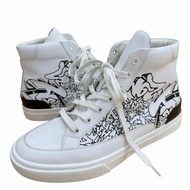 成色極佳 ▼愛馬仕 221906 Graffiti DISTRICT 白色皮革高筒運動鞋 41碼 義大利製 男款