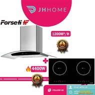 Forseti 1200m³/h Wall Mounted Chimney Hood ALA 90 + Built In Induction Hob ID 730 | Ceramic Hob VC 7