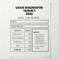 [SOFT COPY] 7 SET UJIAN DIAGNOSTIK KEMASUKAN TAHUN 1 DARJAH 1 (115 pages + BONUS 300++ latihan asas 