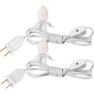 2 Pack Christmas C7 Accessory Cord with Light Bulb, E12 Light Socket Cord with On/Off Switch Plug, C