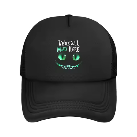 Alice In Wonderland Cheshire Cat We're All Mad Here Trucker Hat Hat Trucker Worker Cap Adjustable Me