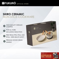 Fukuro Shiro Ceramic Non-Stick Cookware Set - Fry Pan (26cm) + Saucepan (18cm)