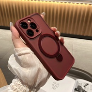 Casing Luxury 360° Rotatable Stand Phone Case Matte Hard Case for iPhone 16 15 14 13 12 Pro Max 16pl