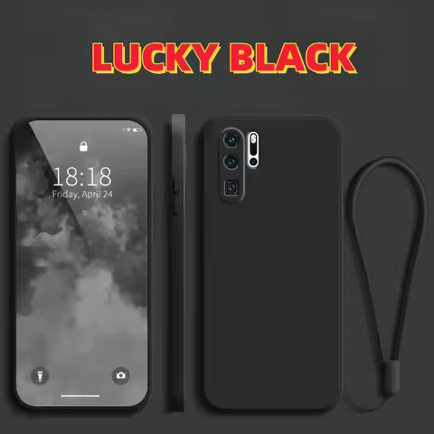 Noble Fashion Solid Colour With LanyardShockproof Protective Liquid Silicone Phone Case For Huawei P