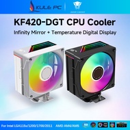Jungle Leopard KF420 Digital ARGB CPU Cooler Black / White 4 Heat Pipes Temperature Digital Display 