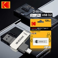 KODAK Pendrive K273 Metal USB Flash USB3.2 Gen1 Type C OTG Pen Drive High Speed 128GB
