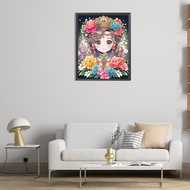 [verne1.sg] 5D DIY Full Round Drill Partial AB Diamond Painting Cartoon Girl Decor 45x65cm