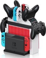 Switch 全能伴侶！ 6合1收納充電底座，收納、充電、支架於一體，完美適配NS左右手把及精靈球，讓您的遊戲世界更加整潔高效！