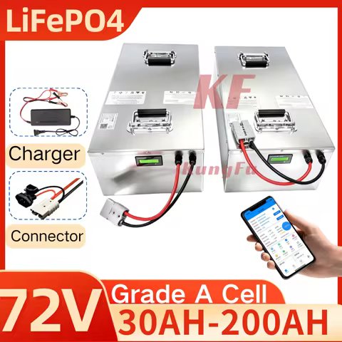 KF Brand 72V 100Ah LiFepo4 Battery 7kw 15kw 7200Wh pack with strong BT BMS for electric car low spee
