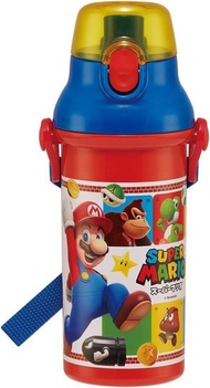 日本 Skater Super Mario 超級馬里奧 水壼瓶 兒童水樽 480ml 0.48L 直飲戶外旅行超輕一按式直飲兒童水樽水瓶水壺 平行進口 -with name sticker 附有名字貼