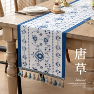 New Table Runner Blue Flower Modern Simple Tea Coffee Table Cloth Home Decorative Commercial Bed Fla