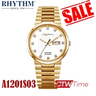 ลดราคาพิเศษ!! RHYTHM (รึทึ่ม) Automatic นาฬิกาข้อมือผู้ชาย สายสแตนเลส รุ่น A1201S01 / A1201S02 / A12