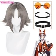 Vtuber NIJISANJI Mysta Rias วิกผมคอสเพลย์ Luxiem Mysta สั้น32ซม. ทนความร้อนได้ดำเทาวิกผมปลอมสร้อยคอแ