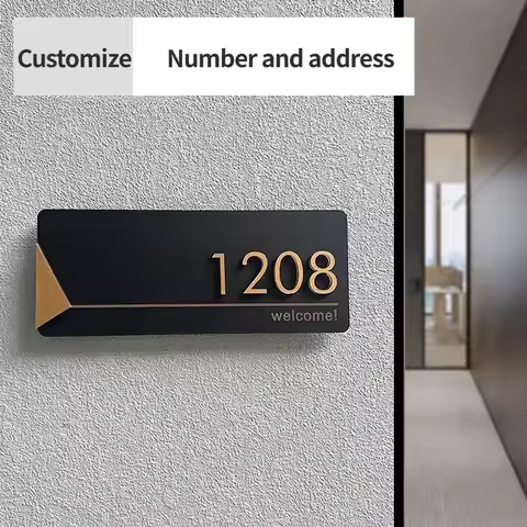 MD Acrylic Door Plate Customized 3D House Number Letter Family Name for Home Apartment Hotel Restaur