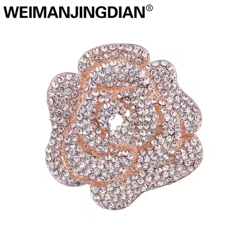 WEIMANJINGDIAN Brand Rose Gold Color Plated Pave Setting Crystal Rhinestones Rose Flower Wedding Dec