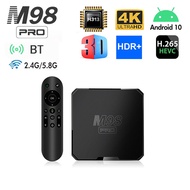 M98Pro ATV Smart tv box iptv Android 10.0 H313 128GB 4K Dual WiFi 2.4G 5G BT 5.0 Remote Voice Player H.265 8MNA