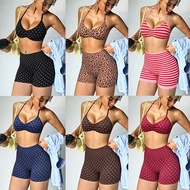 DFYNE Halterneck Bra & Skinny Pants Set - Flat Seams, High Elastic Nylon, Polka Dot