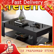 Modern Tea Table, Black Coffee Table Glass Economic Living Room Table , Small Household, Rectangular