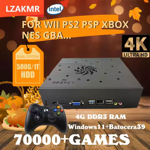 LZAKMR Game Console X8 Play Retro I3-3110M 1T Batocera+Windows 70000+Games For Wii PS2 N64 PSP GameC