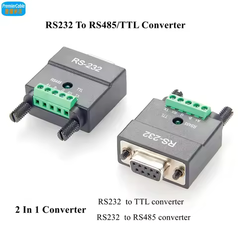 2 In 1 DB9 RS232 to RS485/TTL Serial Converter D-Sub 9Pin to 5Pin Screw Terminal Block RS232 to 3.3V