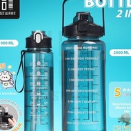 Hugo Motivational Num Bottle Set 2 In 1 Water Bottle 2 Liter + 1 Liter Bottle