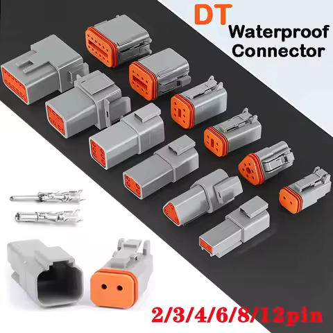 1Set DT Connector 2P/3P/4P/6P/8P 22-16AWG Waterproof Electrical Deutsch Connector Plug Kit DT06-2S D