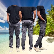 Cargo Army Slack 6Pockets Pants Unisex Tactical Elasticated Lelaki/Perempuan Waist Slimfit Local Sel