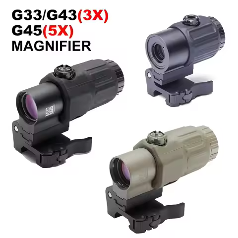 G33 G43 G45 Sight Fixed 3X 5X Magnifier Scope With Switch to Side Quick Detachable QD Mount For Airs